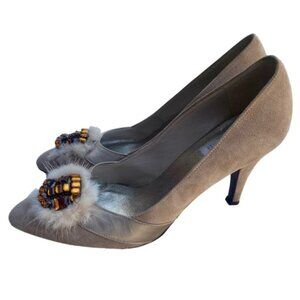 Accento Squisito Feather Jewel Heeled Pumps I Size: 6